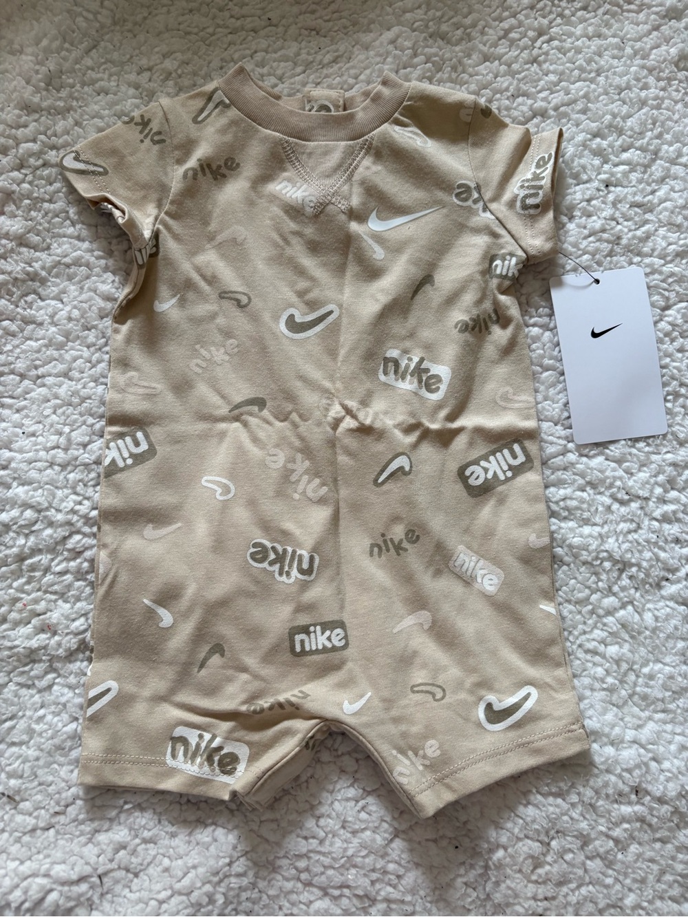 Nike Beige Baby Logo Romper